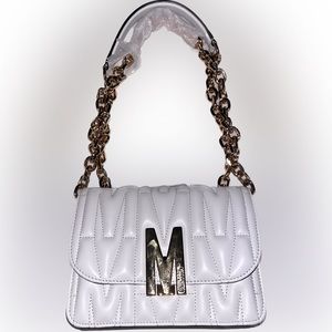 Authentic Moschino Medium M logo quilted leather shoulder bag